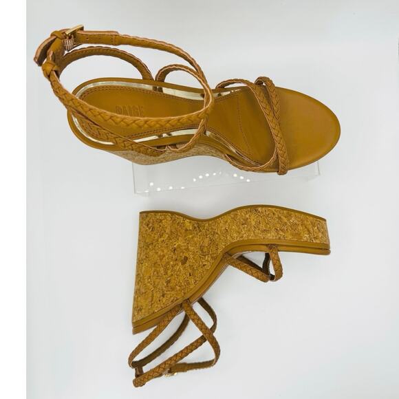PAIGE cognac Hazel Ankle Strap Platform Wedge Sandal (Women) size 8.5 - Picture 3 of 10